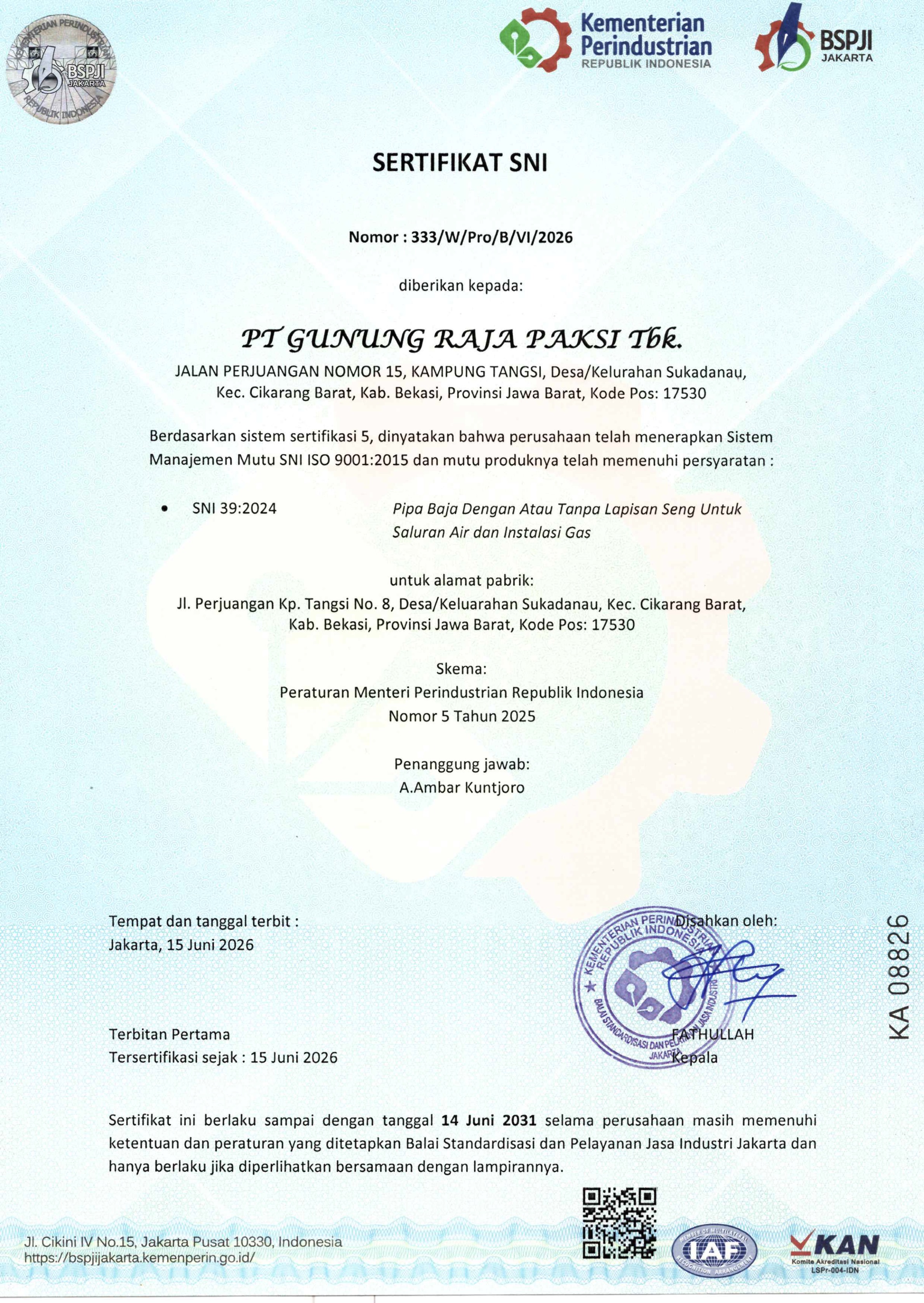 Pipa Baja Lapis Seng Untuk Saluran Air